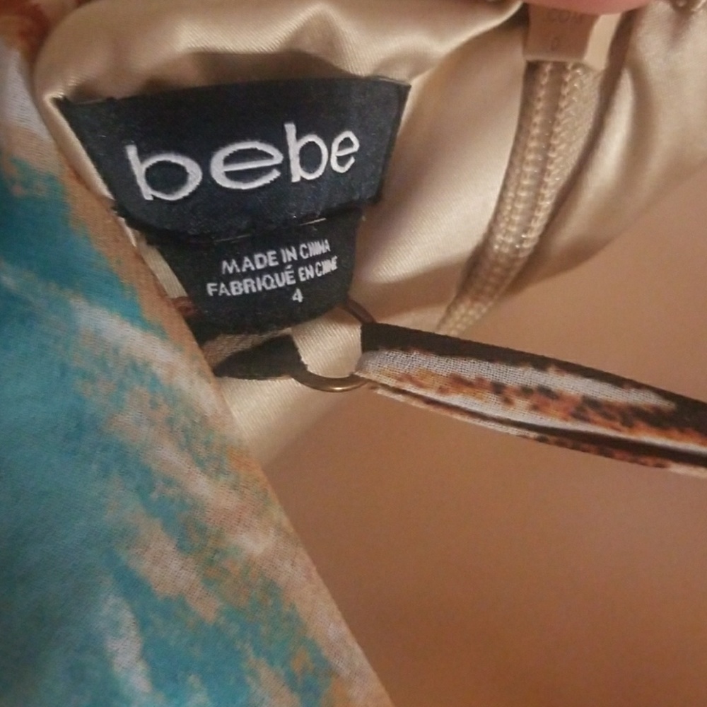 bebe Brown and Turquoise Ruffle Mini Dress - Picture 3 of 3